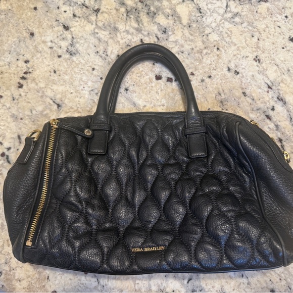 Vera Bradley Black Leather Satchel - Picture 1 of 6